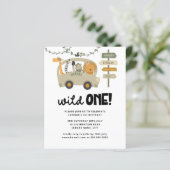 Budget Wild One Safari Tiere Einladung zum 1. Gebu (Stehend Vorderseite)