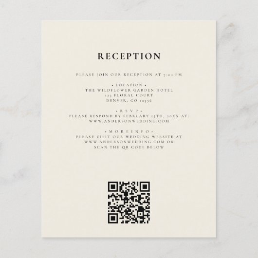 Budget Wildblume Beige All in One QR Code Wedding (Rückseite)