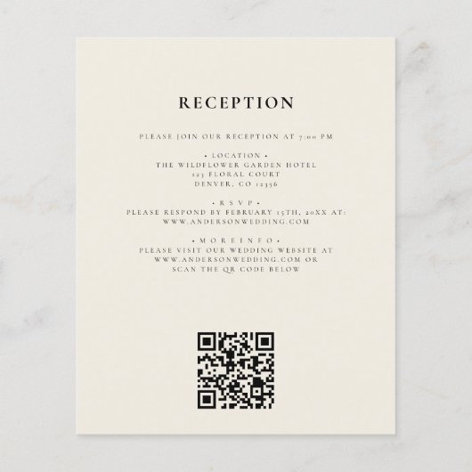 Budget Wildblume Beige All in One QR Code Wedding Flyer (Hinten)