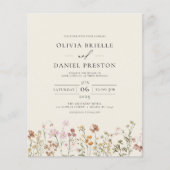 Budget Wildblume Beige All in One QR Code Wedding Flyer (Vorne)