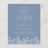 Budget Wildblume Boho Baby Shower Dusty Blue (Vorderseite)