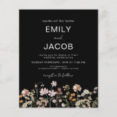 Budget Wildblume Boho Foto Hochzeit Einladung (Vorderseite)