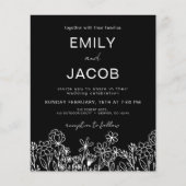Budget Wildblume Boho Foto Hochzeit Einladung (Vorderseite)