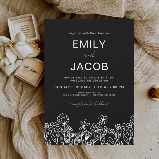 Budget Wildblume Boho Foto Hochzeit Einladung Flyer