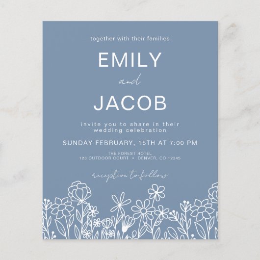 Budget Wildblume Dusty Blue Botanical Wedding (Vorderseite)