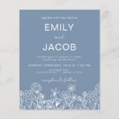 Budget Wildblume Dusty Blue Botanical Wedding Flyer (Vorne)