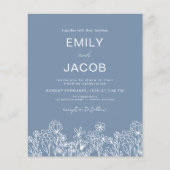 Budget Wildblume Dusty Blue Foto Wedding Flyer (Vorne)