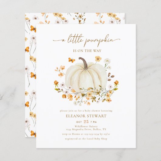 BUDGET-Wildblume ein wenig Pumpkin Baby-Dusche (Vorne/Hinten)