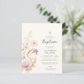 Budget Wildblume Garden Taufe Einladung (Stehend Vorderseite)