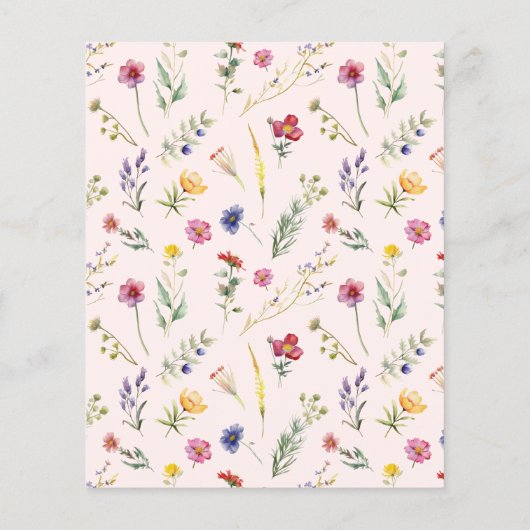 Budget Wildblume Kinderdusche Einladung (Rückseite)