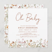 Budget Wildblume Oh Babydusche Einladung (Vorne/Hinten)