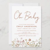 Budget Wildblume Oh Babydusche Einladung (Vorderseite)