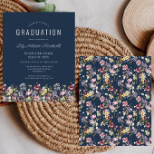 Budget Wildblume Pattern Navy Blue Grad Party