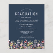 Budget Wildblume Pattern Navy Blue Grad Party (Vorderseite)