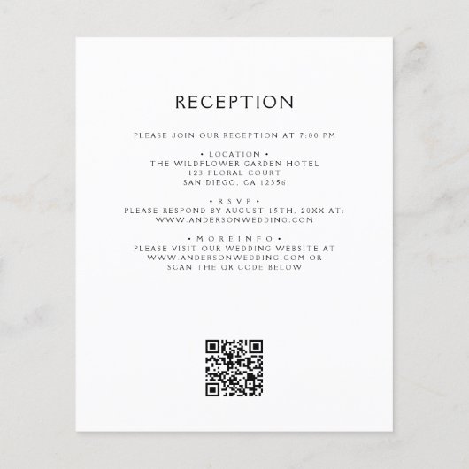 Budget Wildblume Rustic Boho Hochzeit Einladung (Rückseite)