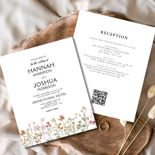 Budget Wildblume Rustic Boho Hochzeit Einladung Flyer