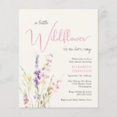 Budget Wildblume Wasserfarben Kinderdusche Einladu (Vorderseite)