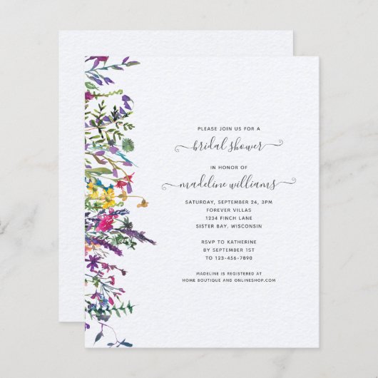 BUDGET Wildblumen Blumendusche Einladung (Vorne/Hinten)