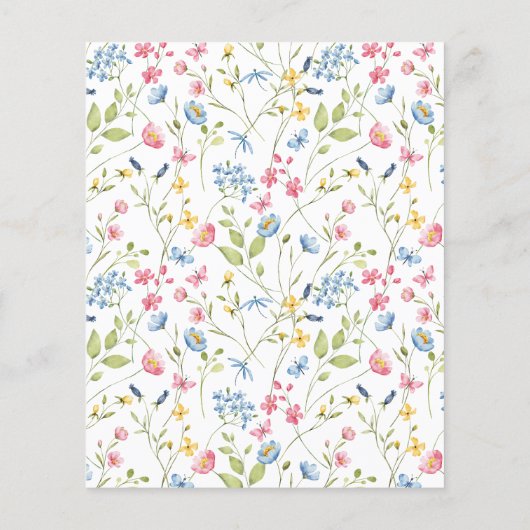 Budget Wildblumen Blumendusche Einladung (Rückseite)