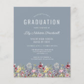 Budget Wildblumen Dusty Blue Graduation Party (Vorderseite)