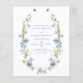 Budget-Wildblumen-Wedding-Einladung mit QR-Code Flyer (Vorne)