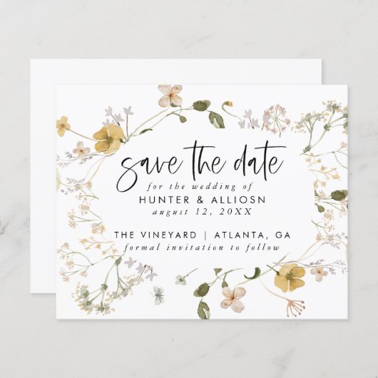 Budget Wilde Blume Save the Date (Vorne/Hinten)