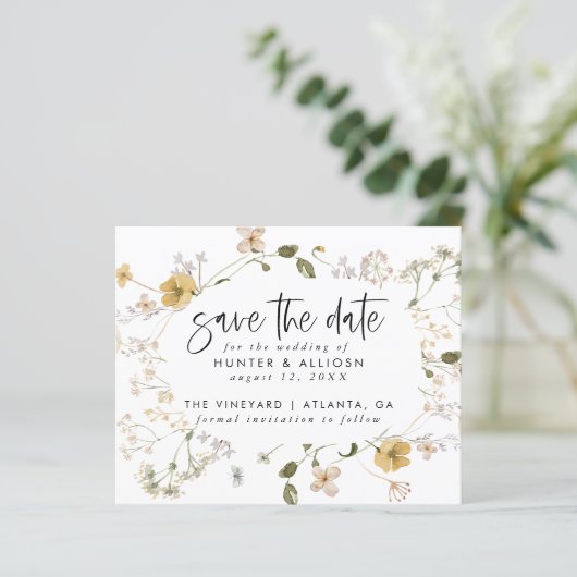 Budget Wilde Blume Save the Date (Stehend Vorderseite)