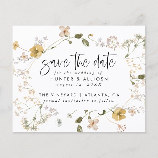 Budget Wilde Blume Save the Date Flyer (Vorne)