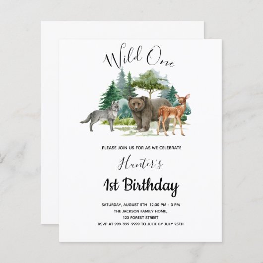 Budget Wilde Waldtiere zum Geburtstag (Vorne/Hinten)