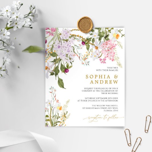 Budget Wilflowers Hochzeitseinladung