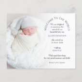 Budget Willkommen bei der Geburtsankündigung von W (Vorderseite)