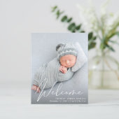 Budget Willkommensschrift Foto Geburtsankündigung (Stehend Vorderseite)