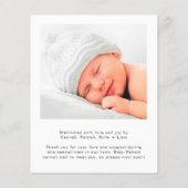 Budget Willkommensschrift Foto Geburtsankündigung (Rückseite)