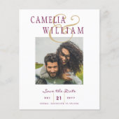 BUDGET Wine Berry Gold Wedding FOTO Save the Date (Vorderseite)