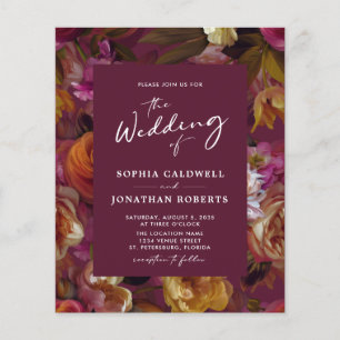 Budget Wineberry Floral QR Code Einladung Hochzeit