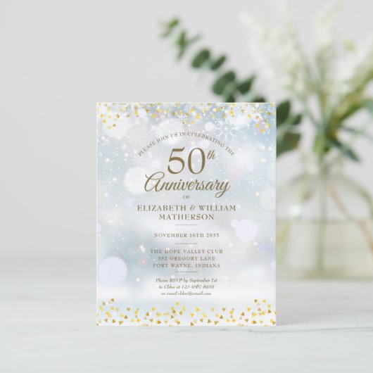 Budget Winter 50 Jahre Jubiläum Gold Hearts Einlad (Stehend Vorderseite)