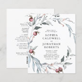 Budget Winter Beeren QR-Code Hochzeitseinladung (Vorne/Hinten)