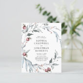 Budget Winter Beeren QR-Code Hochzeitseinladung (Stehend Vorderseite)