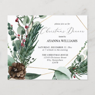 Budget Winter Berries & Pine Weihnachtsessen Flyer