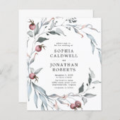 Budget Winter Berries QR Code Hochzeitsempfehlung (Vorne/Hinten)