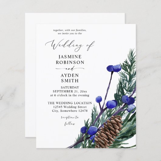 Budget Winter Blue Berries & Pine Greenerity Weddi (Vorne/Hinten)
