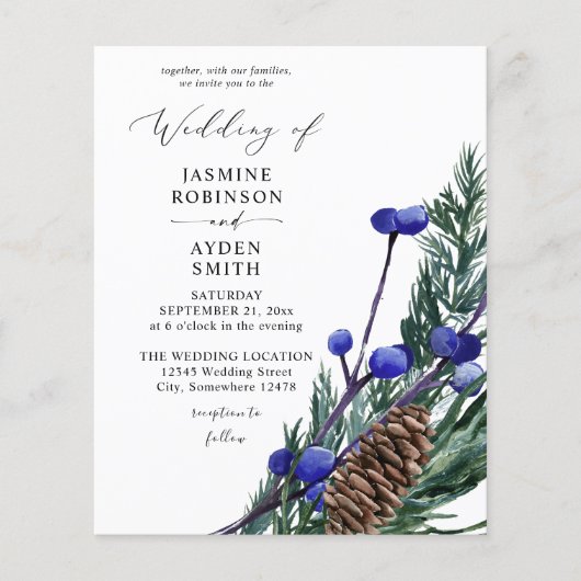 Budget Winter Blue Berries & Pine Greenerity Weddi (Vorderseite)