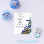 Budget Winter Blue Berries & Pine Greenerity Weddi Flyer (Einzeln)