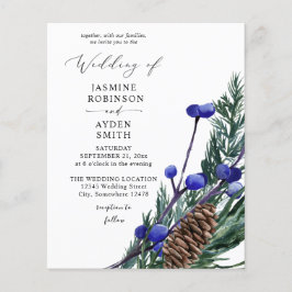 Budget Winter Blue Berries & Pine Greenerity Weddi Flyer