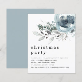 Budget Winter Blue Florals Weihnachtsfest Party Ei