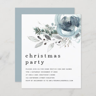 Budget Winter Blue Florals Weihnachtsfest Party Ei