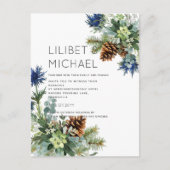 BUDGET Winter Blue Thistle Eukalyptus Wedding Postkarte (Vorderseite)