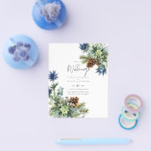 BUDGET Winter Blue Thistle Wedding Flyer (Einzeln)