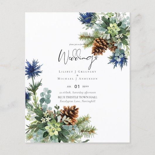 BUDGET Winter Blue Thistle Wedding Flyer (Vorne)