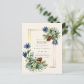BUDGET Winter Blue Thistle Wedding lädt ein (Stehend Vorderseite)